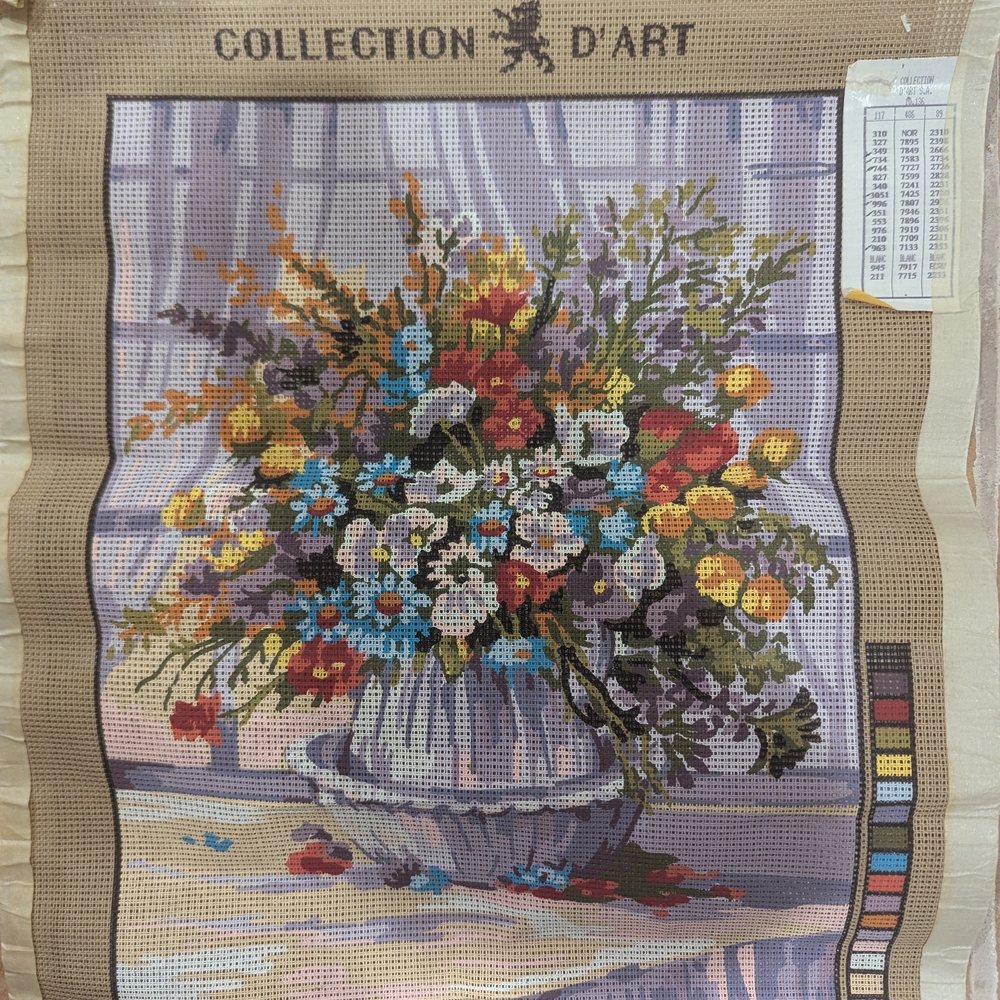 Hand Crafted Floral Tapestry with Multicolor Bouquet